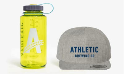 Free Athletic Brewing Hats and Water Bottles