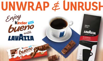 Free Kinder Bueno and Lavazza Coffee