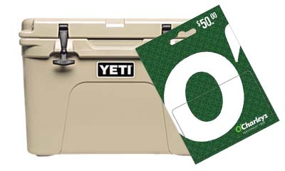 Free Yeti Hard Cooler x $50 O'Charley's gift card