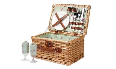 Free Handmade Wicker Picnic Basket with Cutlery