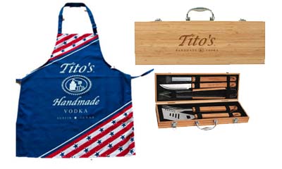 Free Tito's branded Grilling Apron & Tools