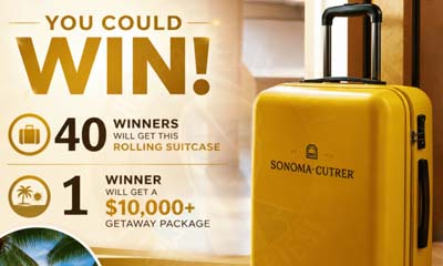 Free Sonoma-Cutrer Hard-Shell Rolling Suitcase